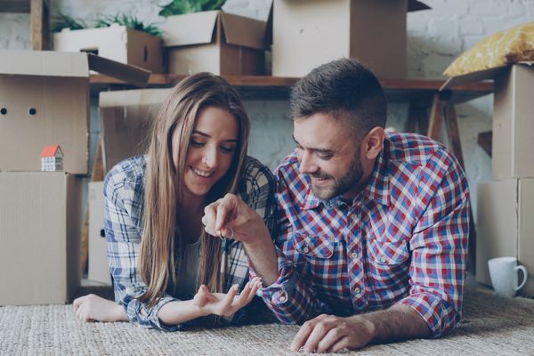 First home buyers receiving keys