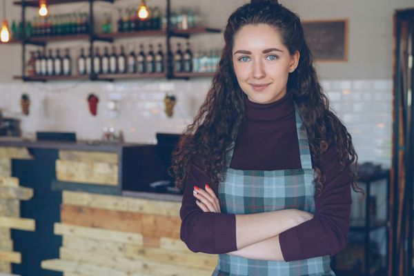 Small business owner in cafe